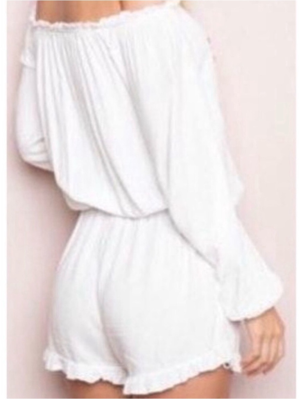 Brandy Melville White Off-the-Shoulder Romper - Picture 2 of 4